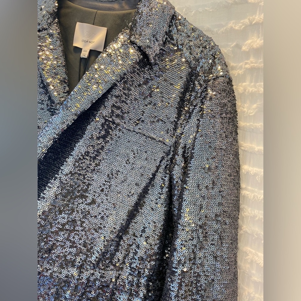 Cinq a Sept Sequin Mathi Gunmetal Blazer - Picture 5 of 17